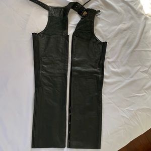 Black leather unisex chaps-size X-Large